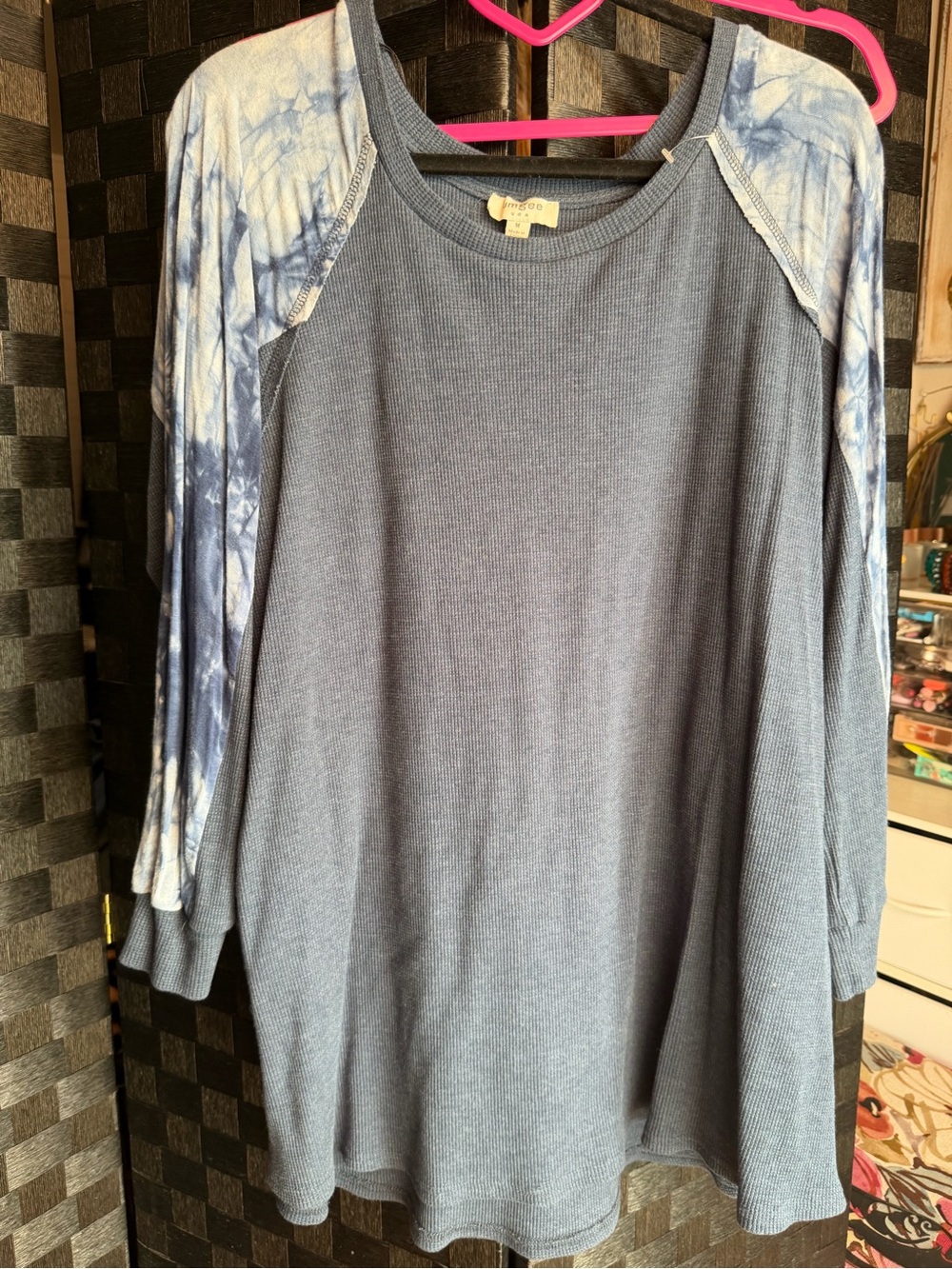Umgee Women’s Blue Raglan Long Sleeve Tunic